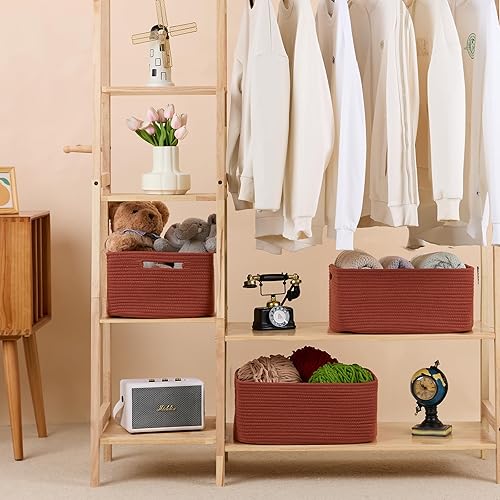 Miniatura 125 de Cestas grandes de almacenamiento para estantes, organizadores de armario, para ropa, manta, toallas, guardería, caja de juguetes, cestas de cuerda
