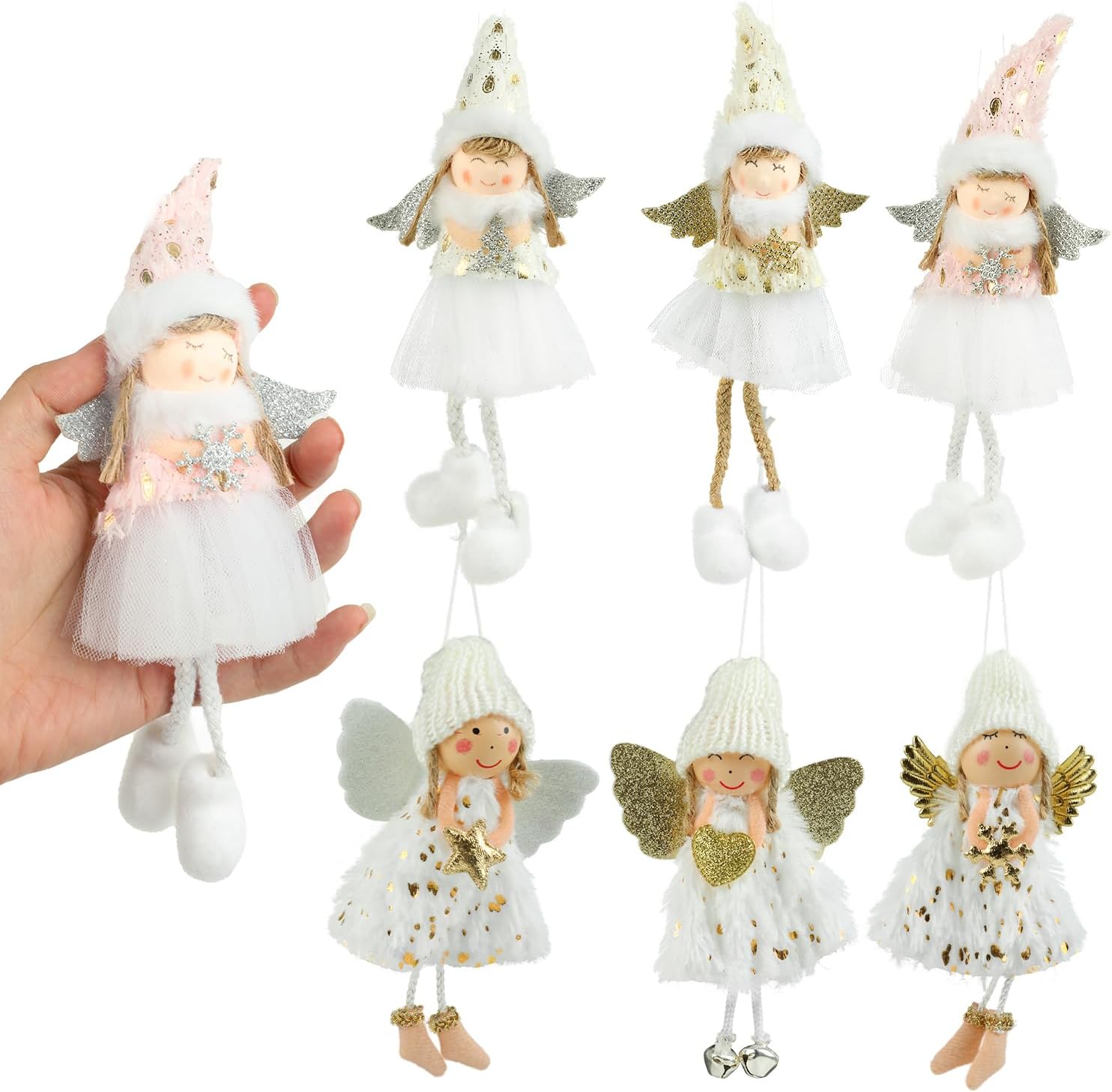 Adornos Navideños De Ángel - 5 Piezas De Muñecas Para Colgar En El Árbol, Decoración Navidad, Colores Variados