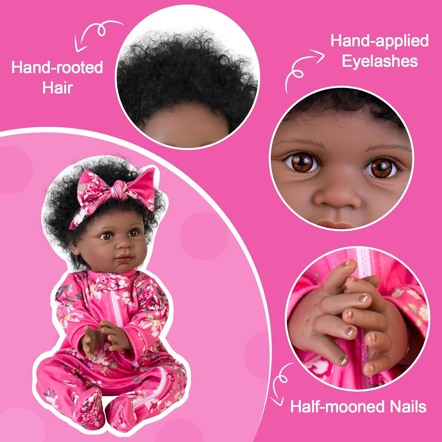 Aori Black Reborn Baby Dolls Girl - 22 inches Lifelike Black American Weighted Doll with Realistic Details, Gift for Kids 3+, Grandparents