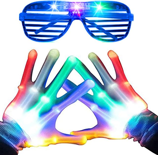 LED Gloves,LED Gloves for Kids Teen and Adults Gifts,LED Finger Gloves,Finger Light Gloves,The Toys for 9-12 Year Old Boys Girls,Light Up Gloves Have 5Color/6Mode,in Halloween Chrismas Party