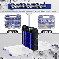 Vista 5 de NATGAI 2 Pack Small Parts Organizers, 34-Compartments Double-Sided Tool Box with Removable Dividers for Hardware, Screws, Bolts, Nails & Fishing
