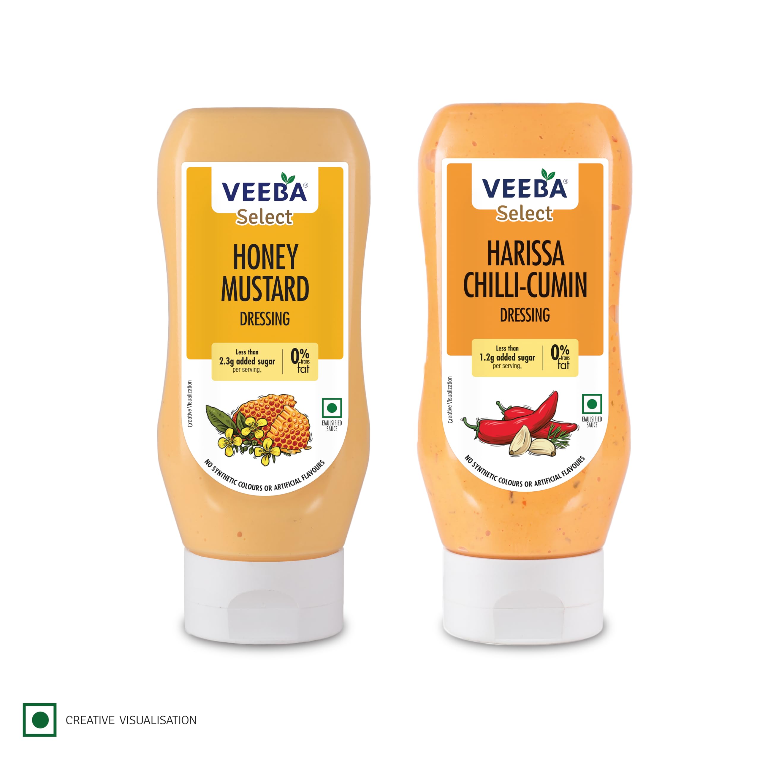 VEEBA Honey Mustard Dressing, 300G, Harissa Chilli Cumin Dressing, 300 Gm