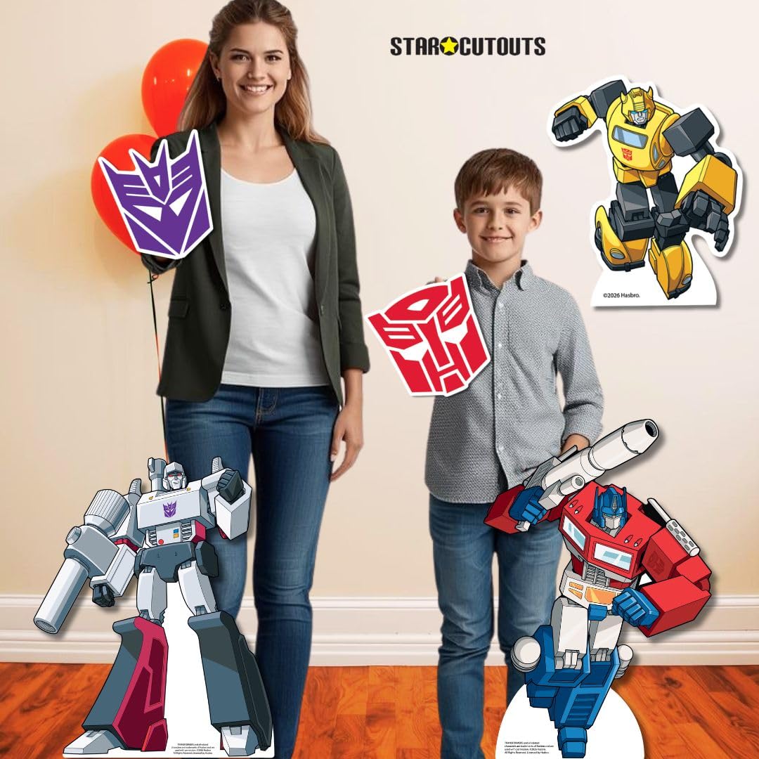 Star Cutouts Transformers - Recortes de cartón (8 Piezas) – Autobot Decoraciones de Fiesta, Recuerdos de Fiesta y decoración de habitación – Optimus Prime, abejorro, Megatron – Altura máxima 63 cm