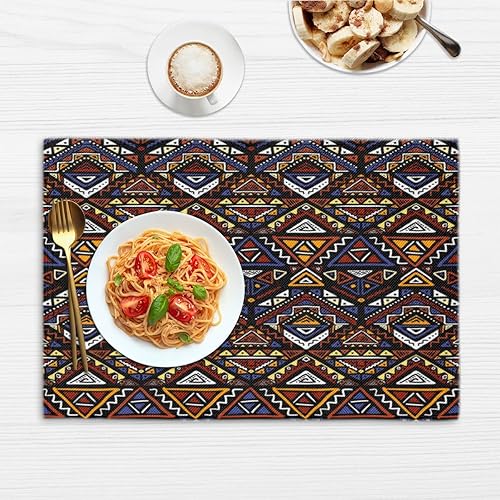 Miniatura 6 de Fun Aztec Decor Placemats Set of 4 Table Mats Washable Placemat Waterproof Place Mats for Party Home Dining Table Decor 18x12 in