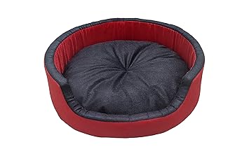 Pet Kart XXX-Large Size Dog and Cat Bed Round Shape Export Quality Ultrasoft Micro Fiber Filling for Extra Comfert Dual Color Red-Black Machine Washable Anti Skid Base Pet Bed