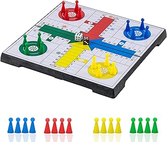 Ludo Game Board Set -9.5”, Magnetic Folding Travel Classic Strategy Game (Rounded Corner)
