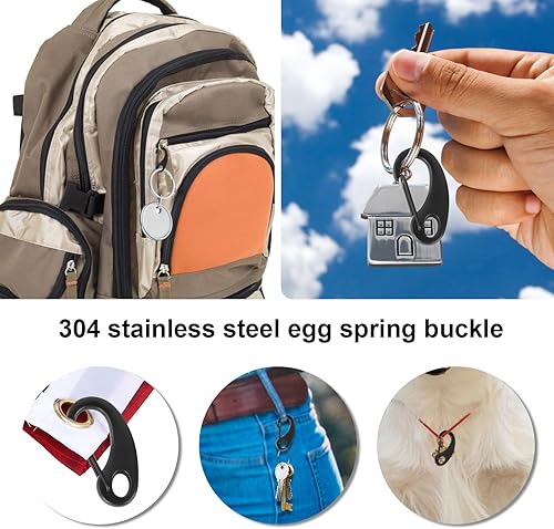 Miniatura 7 de Paquete de 12 mosquetones con mosquetón, cierres de hebilla para asta de bandera, clips marinos, cuerdas, correas de perro, senderismo