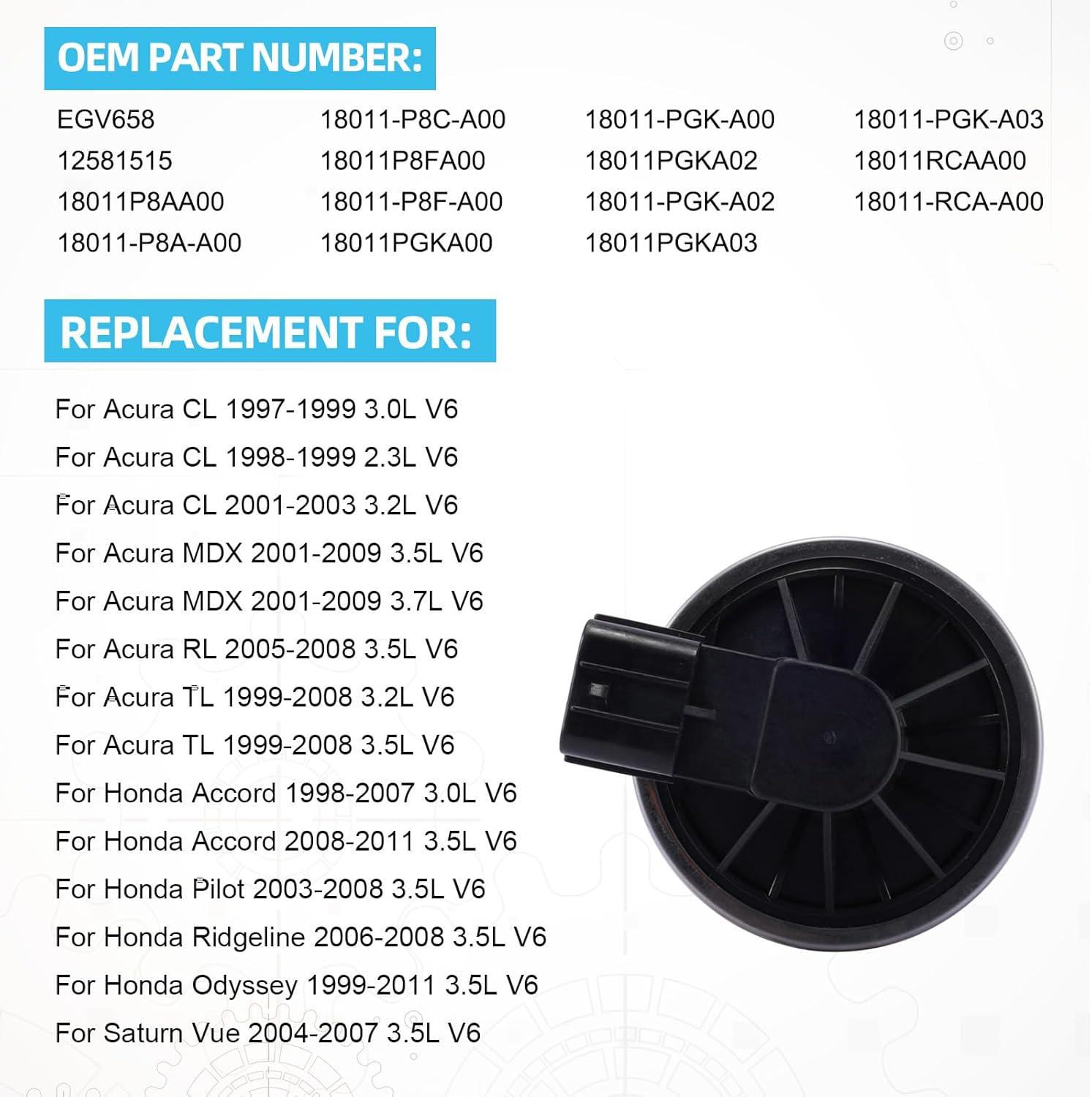 EGV658 EGR Valve For Acura CL MDX RL TL 1997-2009, For Honda Accord Pilot Ridgeline Odyssey Vue 1998-2011, For Saturn Vue 2004-2007