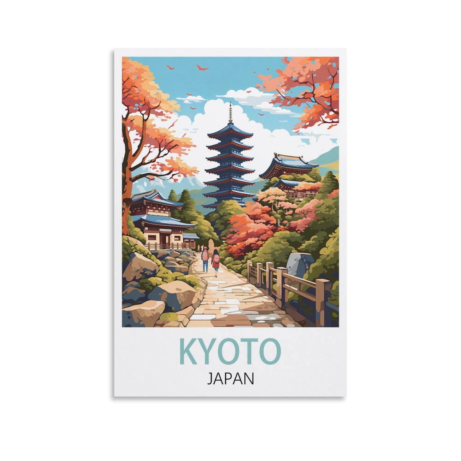 CYYHGEE Kyoto Japan Vintage Travel Poster 08x12inch(20x30cm) Canvas Poster Wall Art Living Room Home Decor