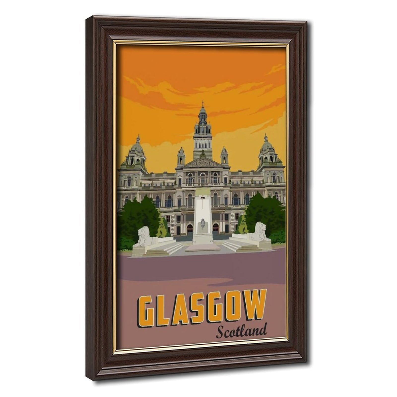 Bareronor Mokume Gane Frame-Style Glasgow Scotland Canvas Poster For Dorm Room Decor Gift