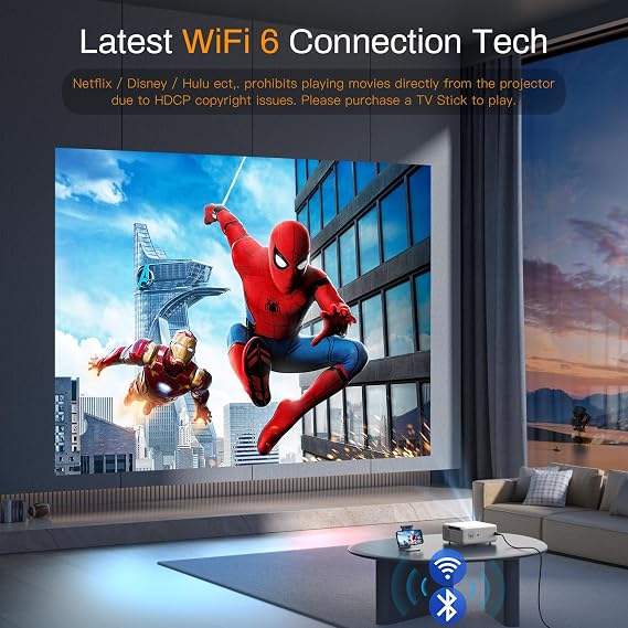 [Compatible with XuanPad & Electric 6D/4P] XuanPad Ivory Smart Projector 4K Support, WiFi & Bluetooth, Native 1080P Portable Projector, Compatible with Laptop, Hi-Fi Compact Stereo Systems