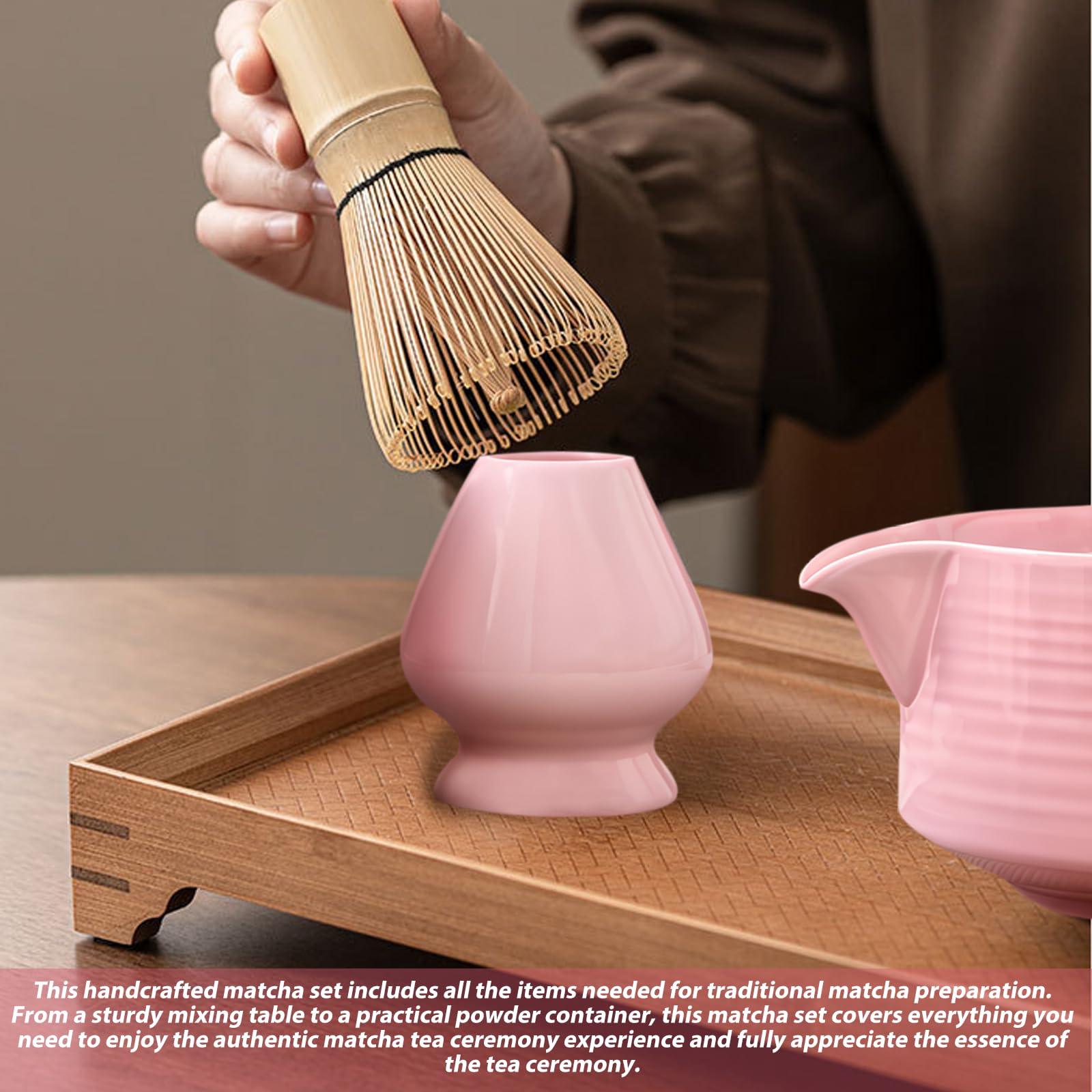 Bol à Matcha Traditionnel Japonais (Chawan) En 2 Parties - Céramique Blanche Avec Bec Verseur Et Support Pour Fouet - Capacité 560 Ml - 3