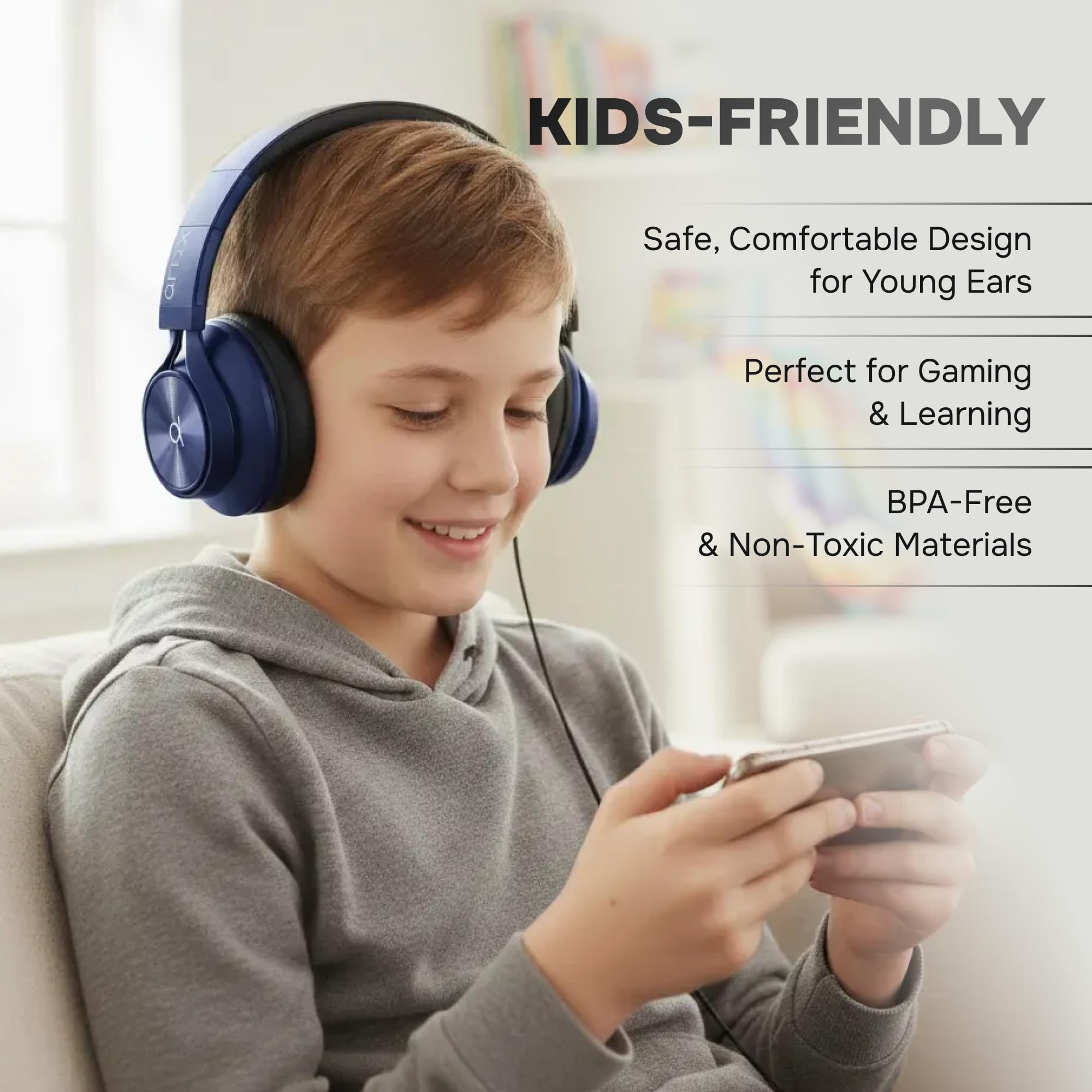 ARTIX CL750 Casque supra-auriculaire filaire avec micro et contrôle du volume, audio avec suppression du bruit 100 % filaire par ordinateur, branchement pour ordinateur portable, casque de studio