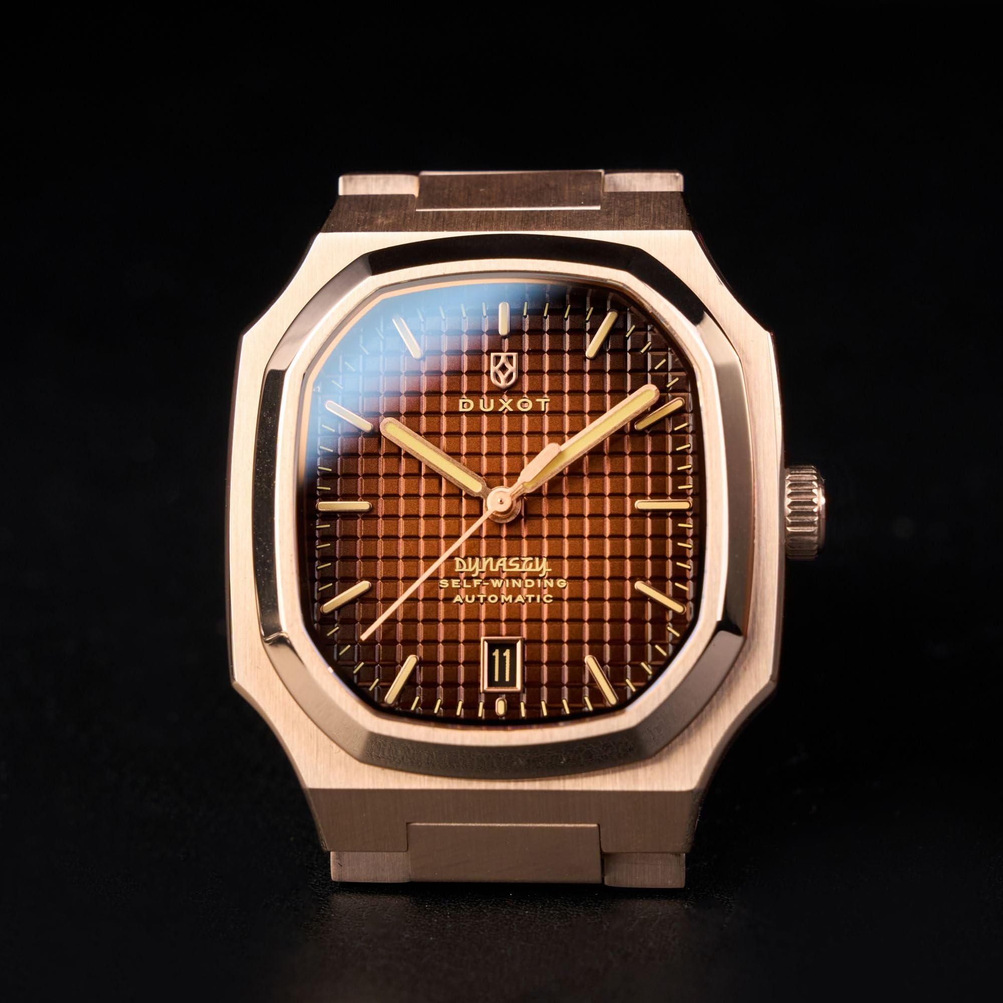 DUXOT Orologio automatico Colmar da uomo, 38 mm, con cinturino in acciaio inossidabile massiccio DX-2069