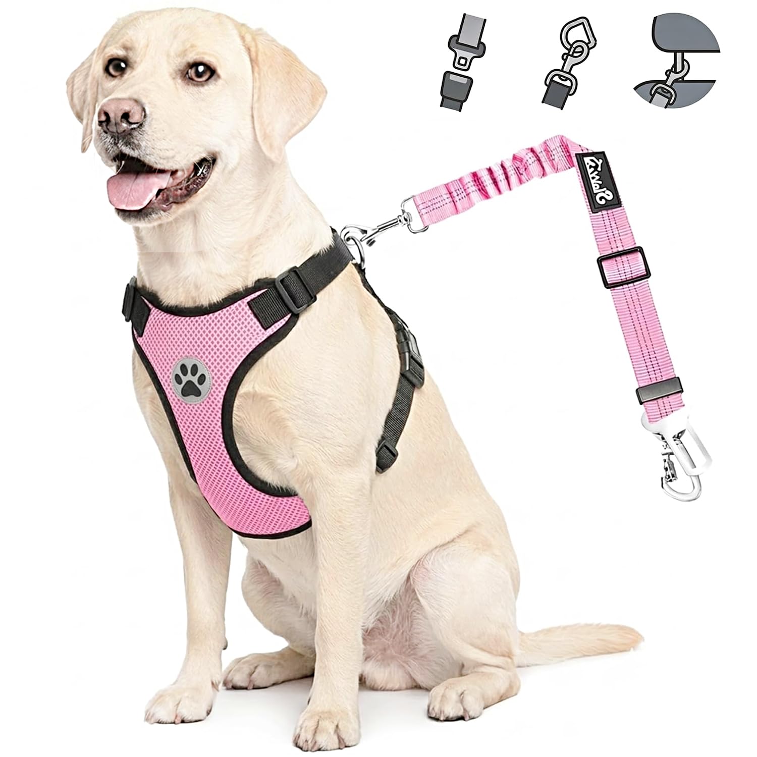 Lukovee Dog Car Harness Seat Belt Set, Seatbelt with 2 in 1 Buckle, XS
