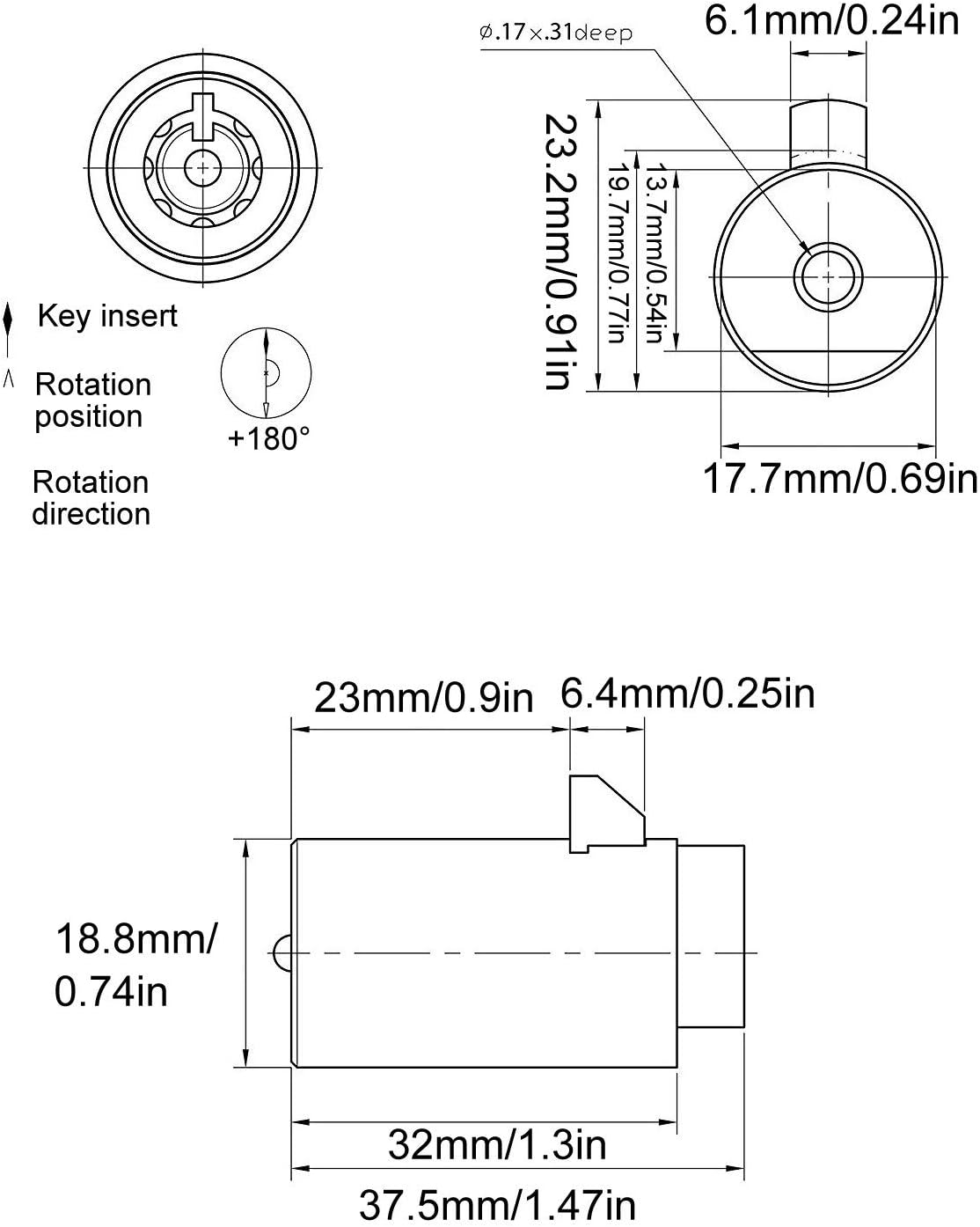 LANIAKEA 5 PCS Vending Machine Lock with Tubular Keyway Keyed Alike for Coke Soda Pepsi Snack Candy Gumball Machine