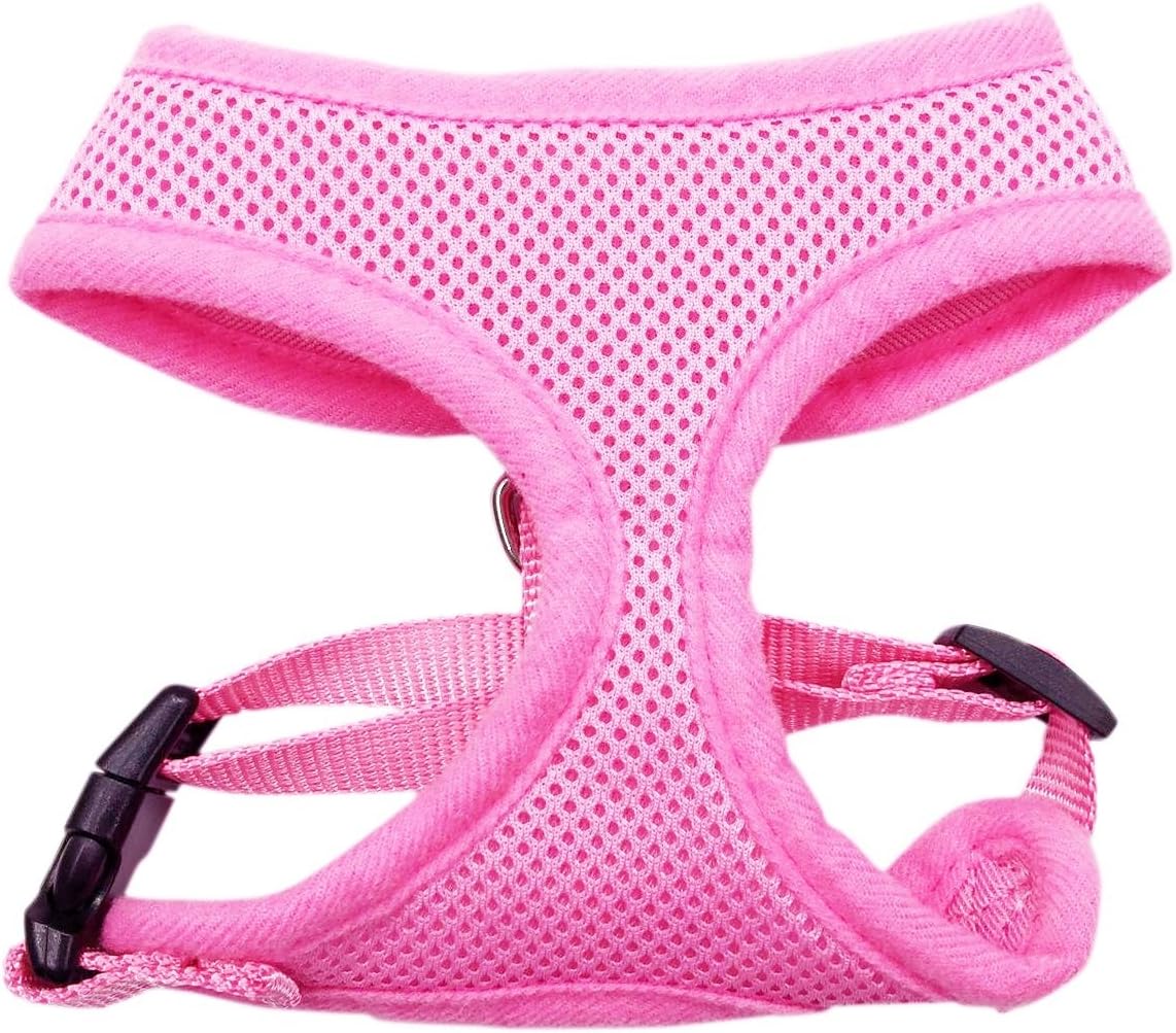 FUNPET Soft Mesh Dog Harness No Pull Comfort Padded Vest for Small Pet Cat and Puppy Pink XS