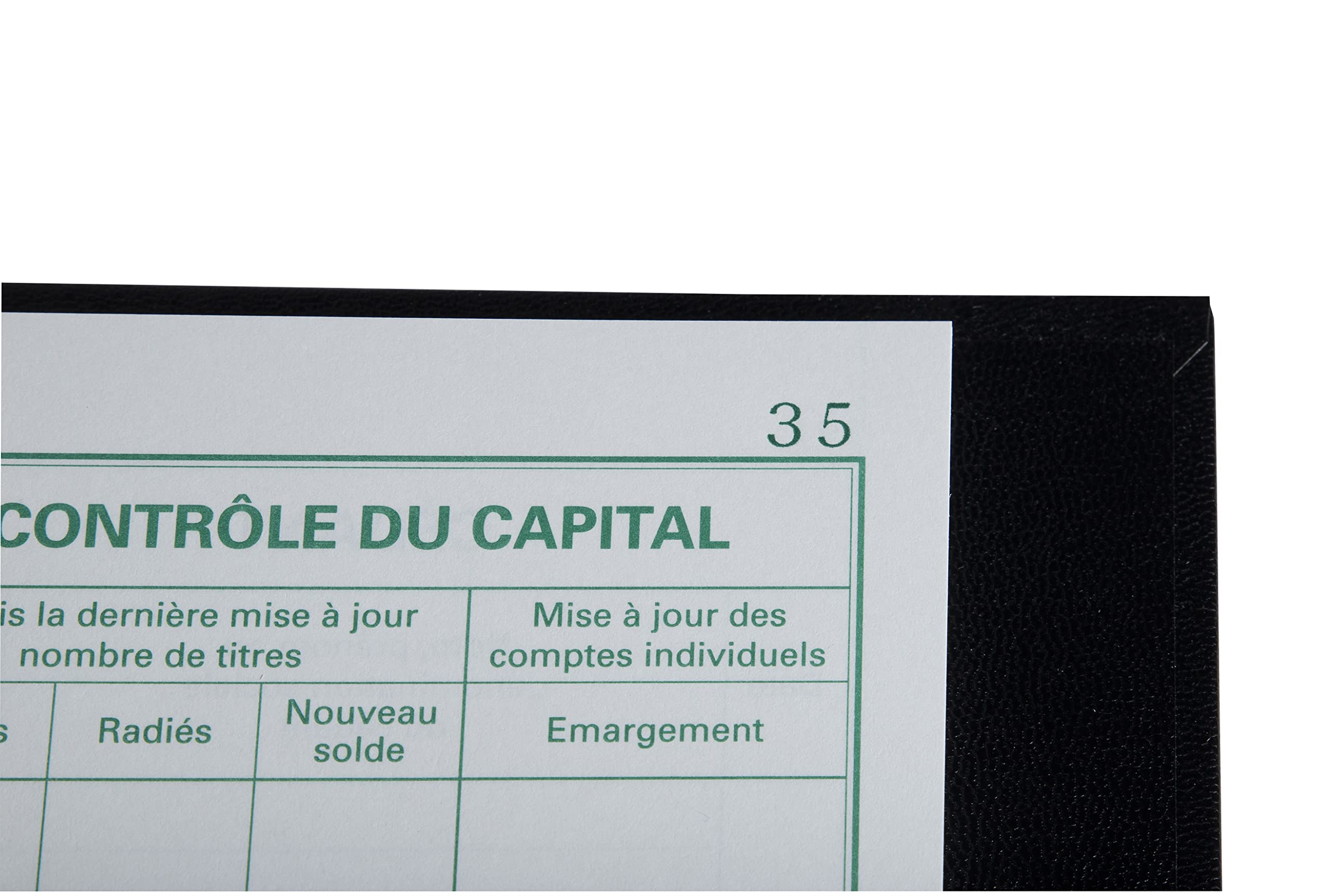Exacompta - Réf. 591E - 1 classeur juridique noir MOUVEMENTS DE TITRES - livré avec recharge 50 feuilles imprimées "Mouvements des titres"+ 50 feuilles imprimées comptes individuels d'actionnaires