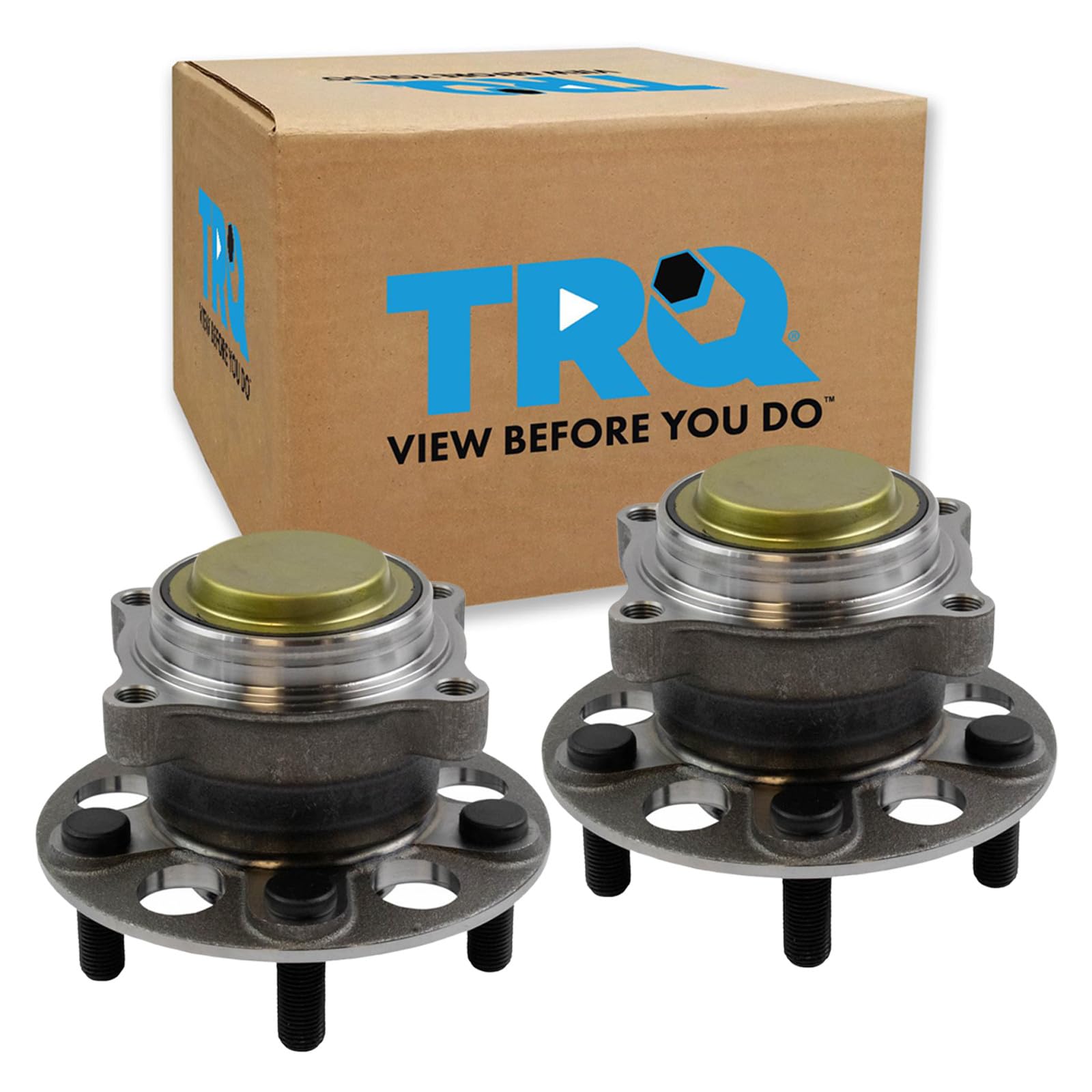 TRQ 2 Piece Rear Wheel Bearing &amp; Hub Assembly Set with ABS Sensor