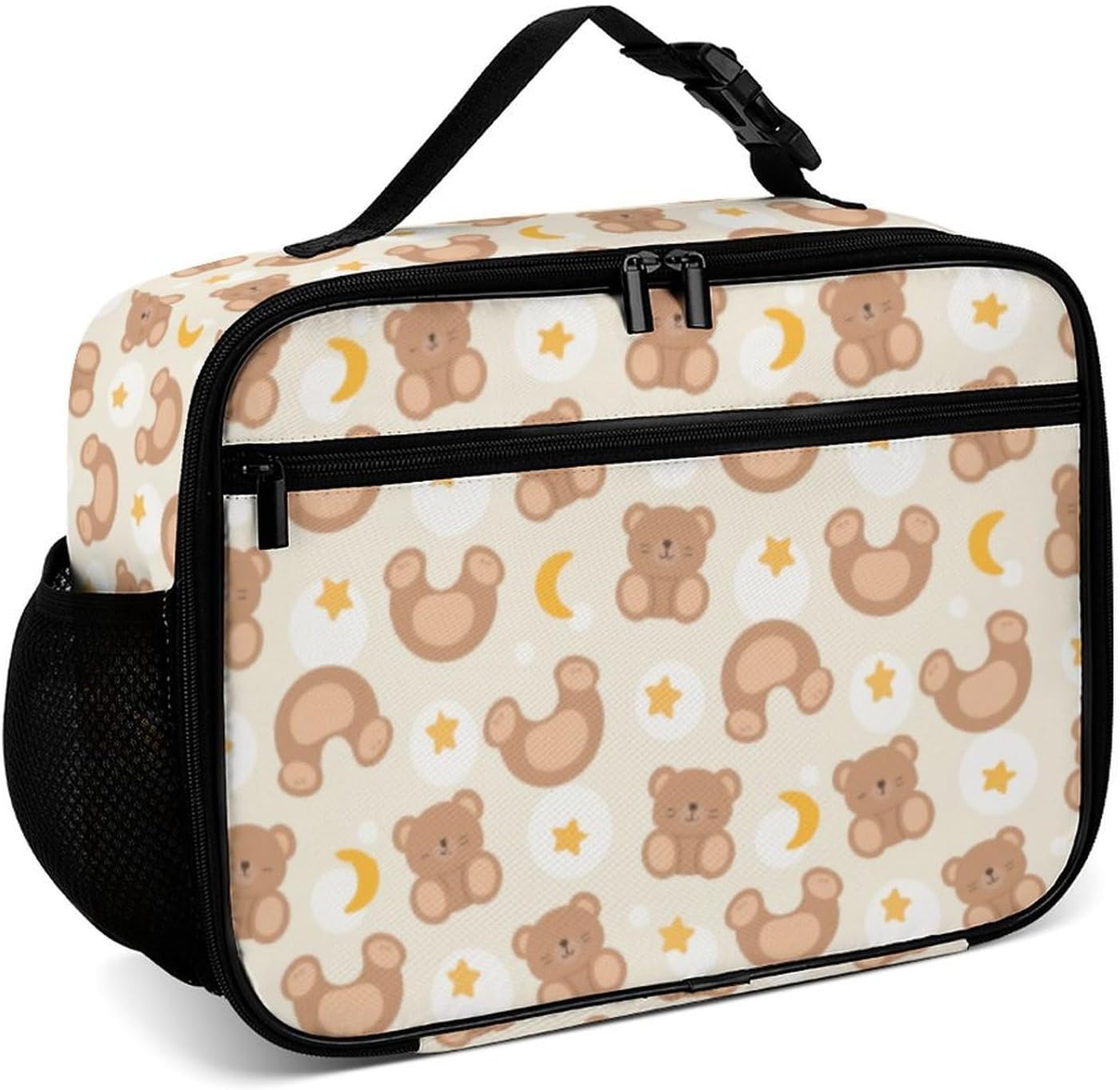 Cute Brown Teddy Bears Reusable Lunch Box Insulated Lunch Bag Cooler Bag Lunchbox Meal Food Container Tote Bag for Women Kids Girls Boy School Camping Hiking Picnic Beach Travel