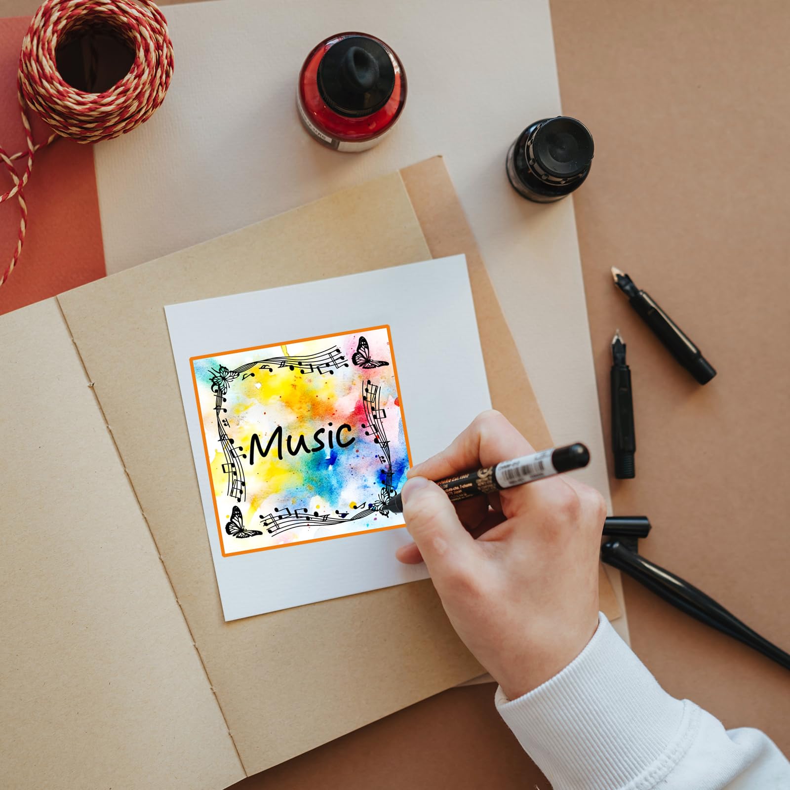 GLOBLELAND Music Note Clear Stamps - Piano Violin Butterfly Silicone Stamps For DIY Scrapbooking 6.3x4.3inch