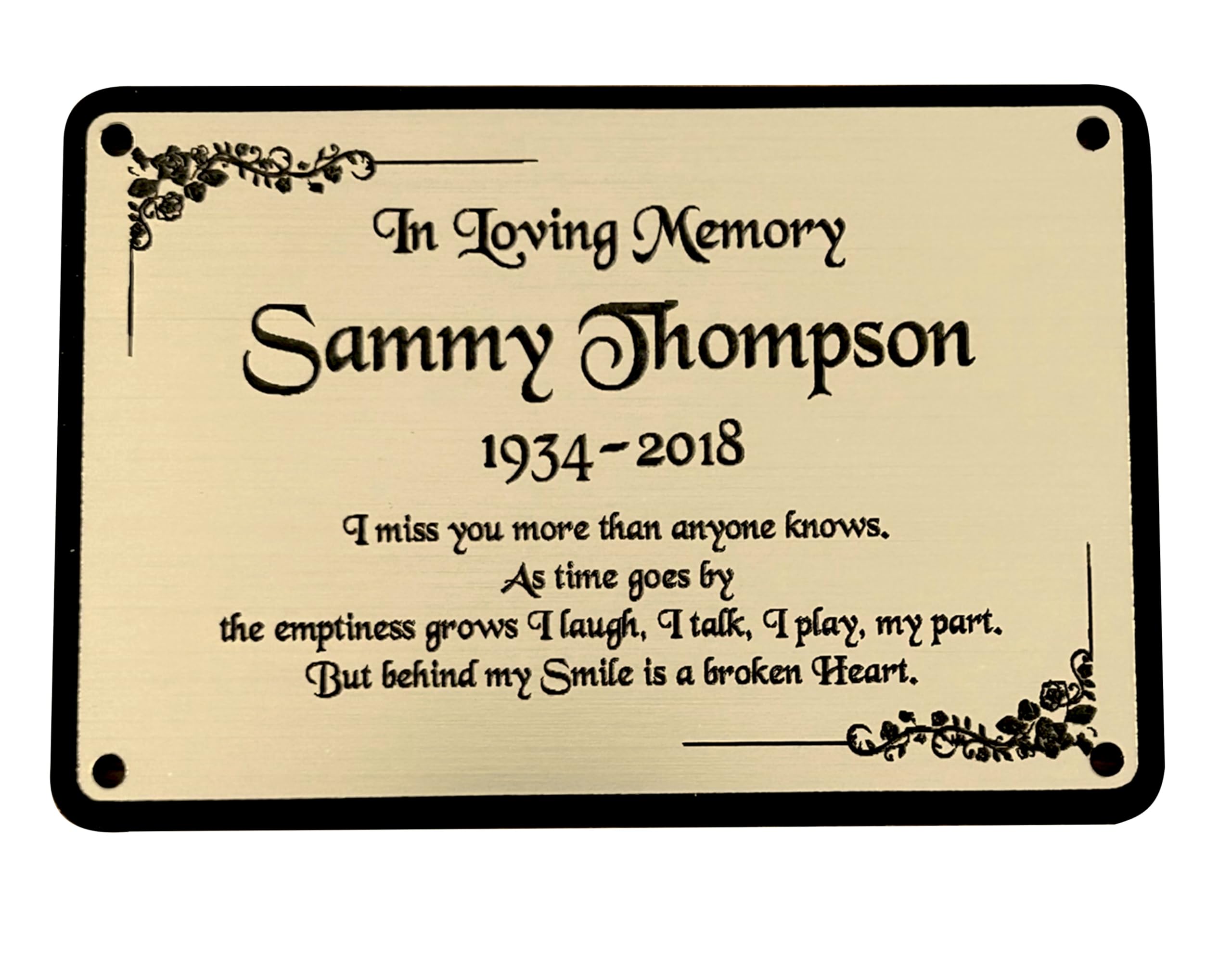 Gluca Gold Personalised Memorial Plaque, 6X4 Engraved Bench Plaques, Engraved Tree Sign, Weatherproof, Grave, In Memory Of A Loved One