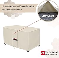 Vista 6 de Porch Shield - Funda impermeable para hoguera de patio 600D, rectangular para exterior, protector de caja de cubierta para mesa de fuego - 43 x 22