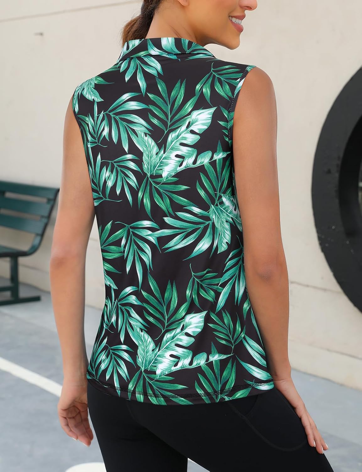 Viracy Women's Zip Up Golf Workout Tank Tops Sleeveless Quick Dry Athletic Polo Shirts - Image 3