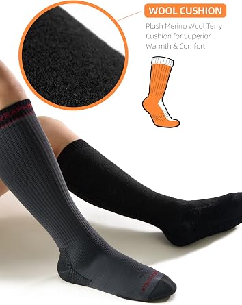Knee High Waterproof Socks with Merino Wool, Thermal Three-Layer Hiking Socks, Windproof Winter Outdoor Socks for Walking, Travel & Cold Weather