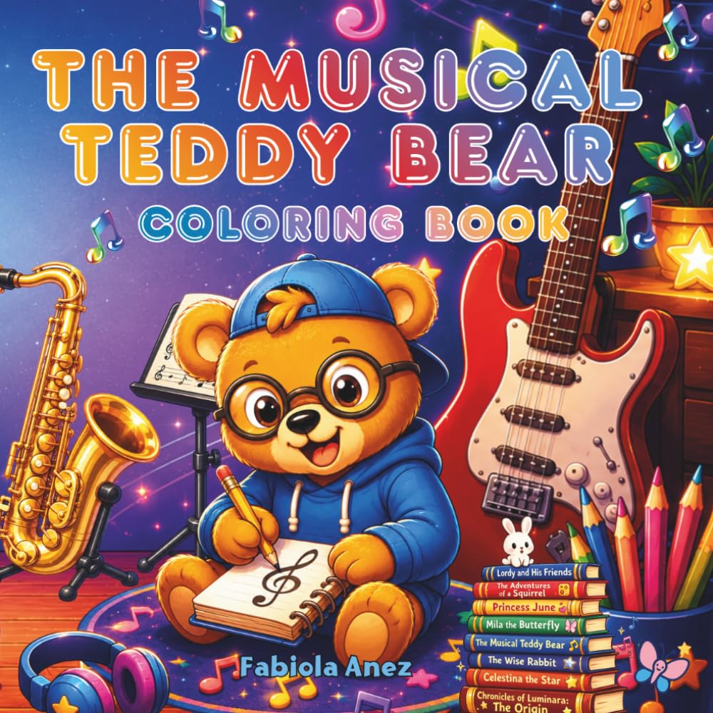 The Musical Teddy Bear Coloring Book: An Adorable Music-Themed Coloring Book for Kids Ages 3+