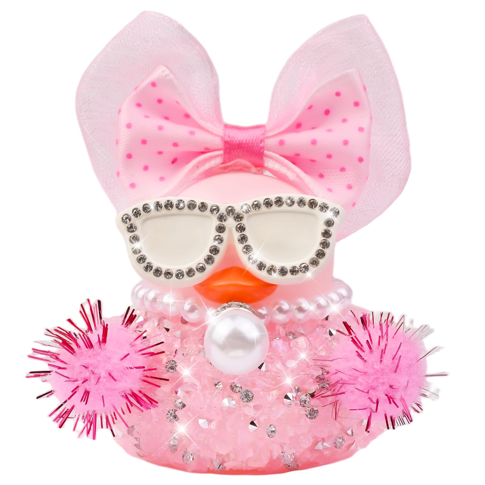 Mini adorno de goma para coche Bling Cheerleader con lazo y perlas decorativas