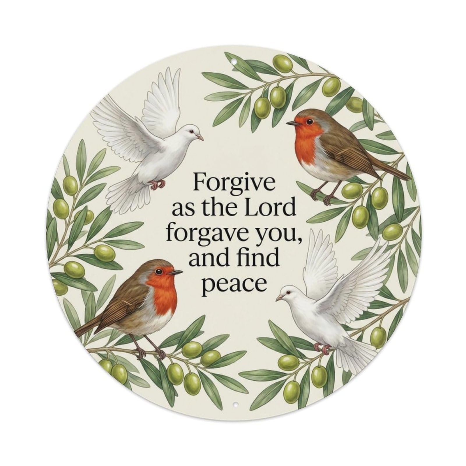 Metal Tin Sign European Robin Garden Sign Heaven Love Forgiveness