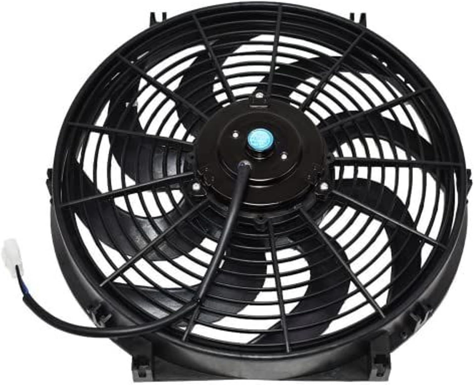 A-Team Performance 110011 Universal Electrical Radiator Cooling Fan 14" Heavy Duty 12 Volts Wide Curved 8 Blades 2400 CFM Reversible Push or Pull with Mounting Kit