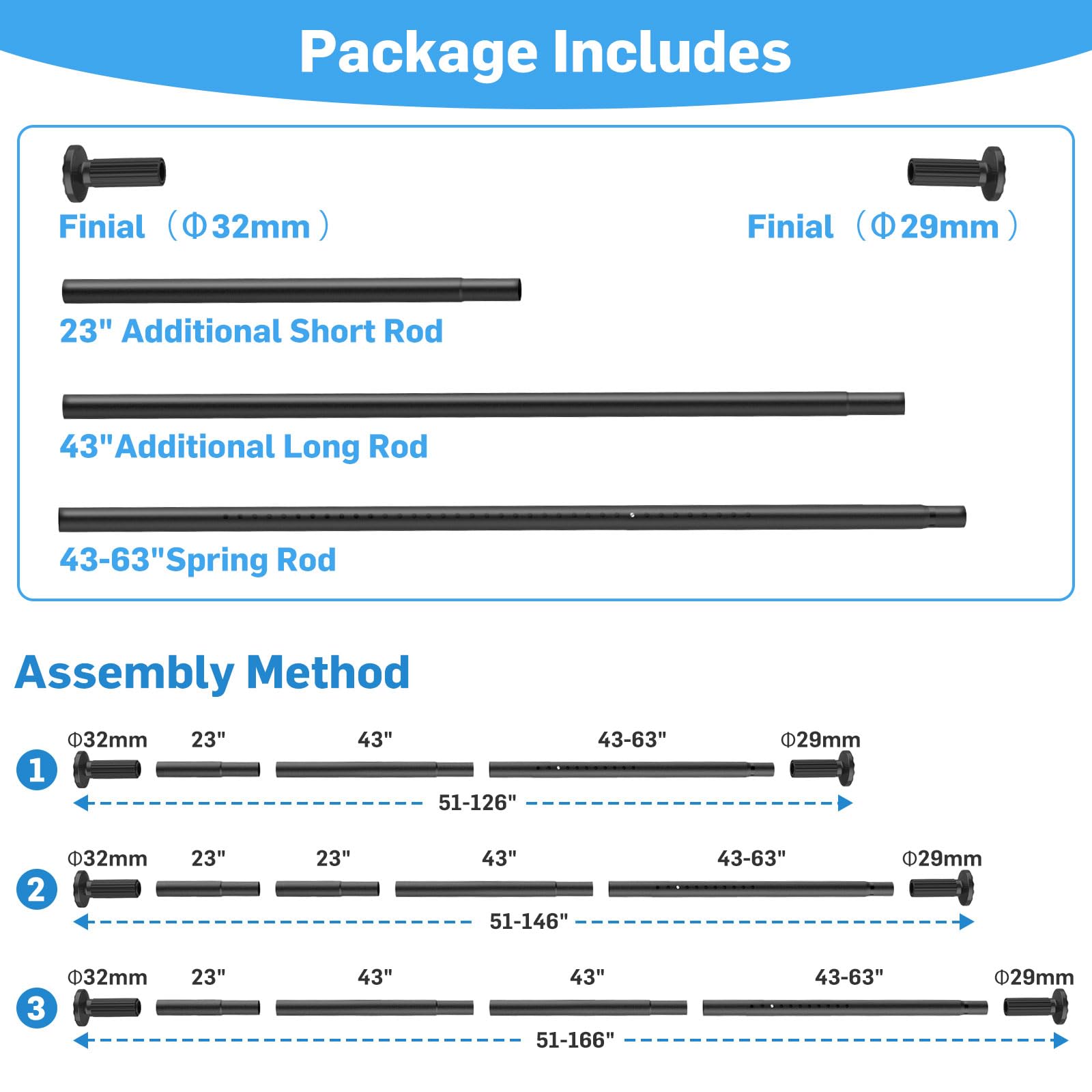 Spannvorhangstange, 130 - 416 cm, extra lange Outdoor-Gardinenstange für Terrasse, Fenster, Badezimmer, kein Bohren, doppelseitige verstellbare Feder-Duschstange, einfach zu installieren, rostet nicht