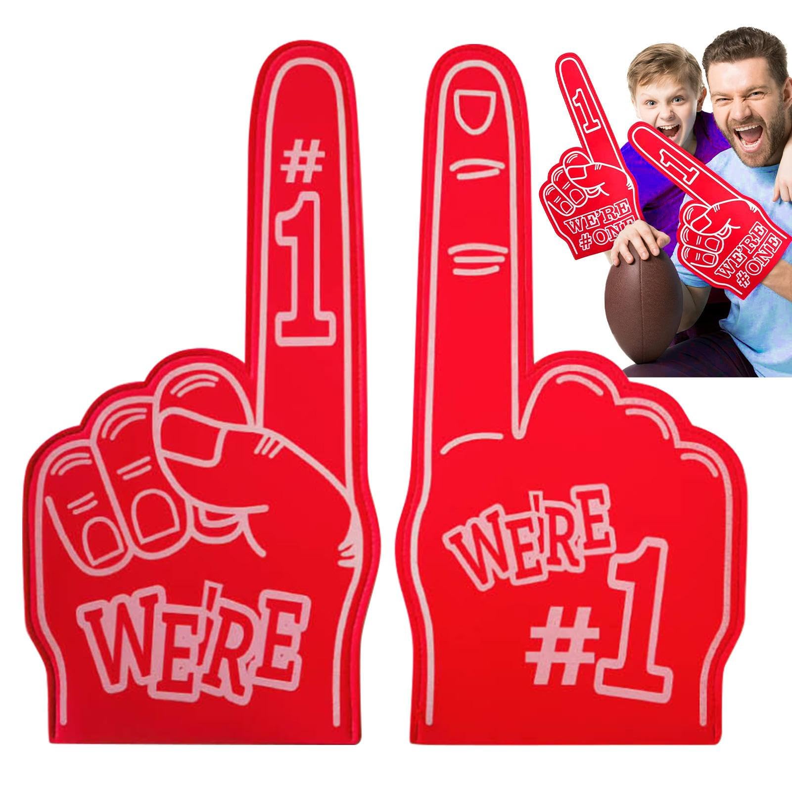 FLAVAS Foam Finger, 2 Giant Foam Hands | Number 1 Fan Foam Finger for Sports Event, Big Foam Hand Gloves Sports Favors For Cheering, Cheerleading Celebration
