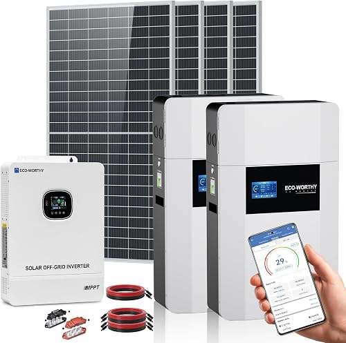 ECO-WORTHY 10000W Off-Grid Solar Kit: 10KW Split Phase Inverter, 10.2kWh LiFePO4 Battery Storage & 2360W Solar Array