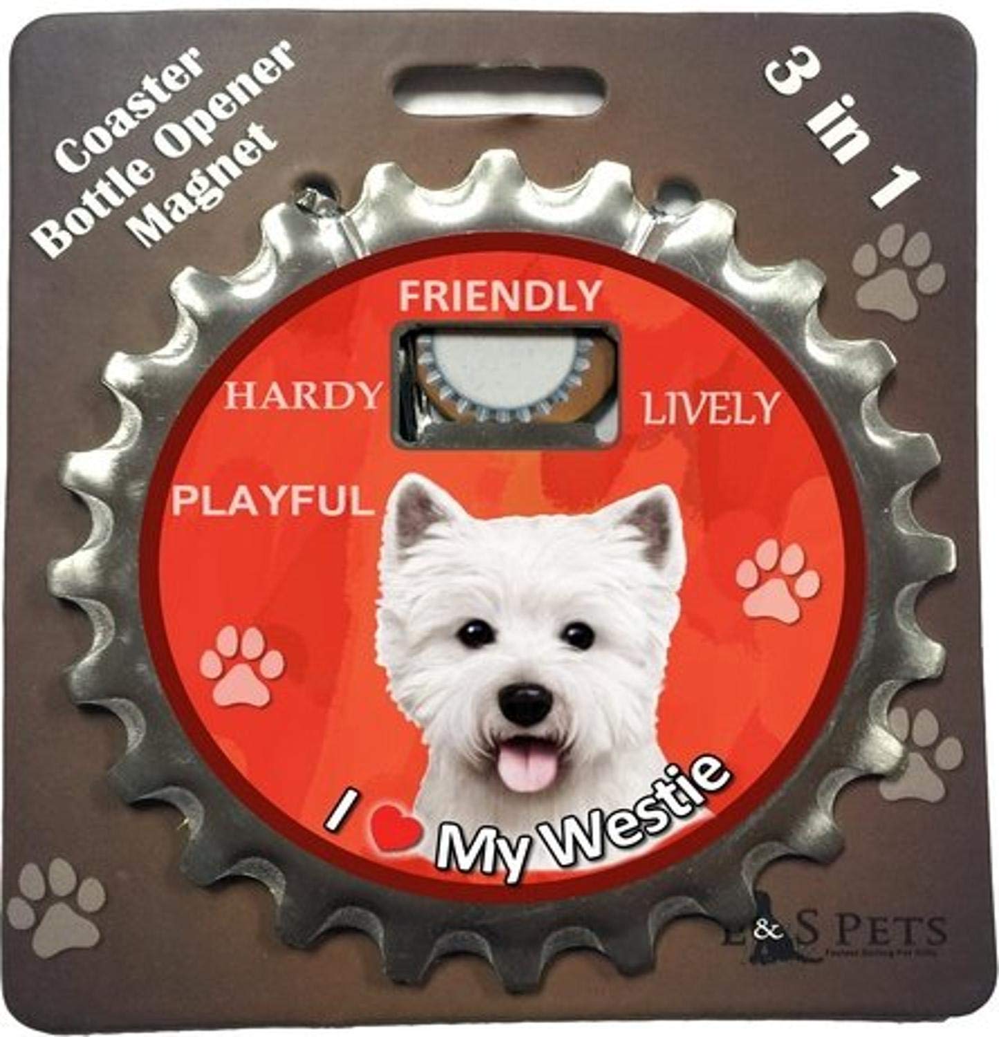 E&S Pets West Highland Terrier Bottle Opener, Coaster and Magnet