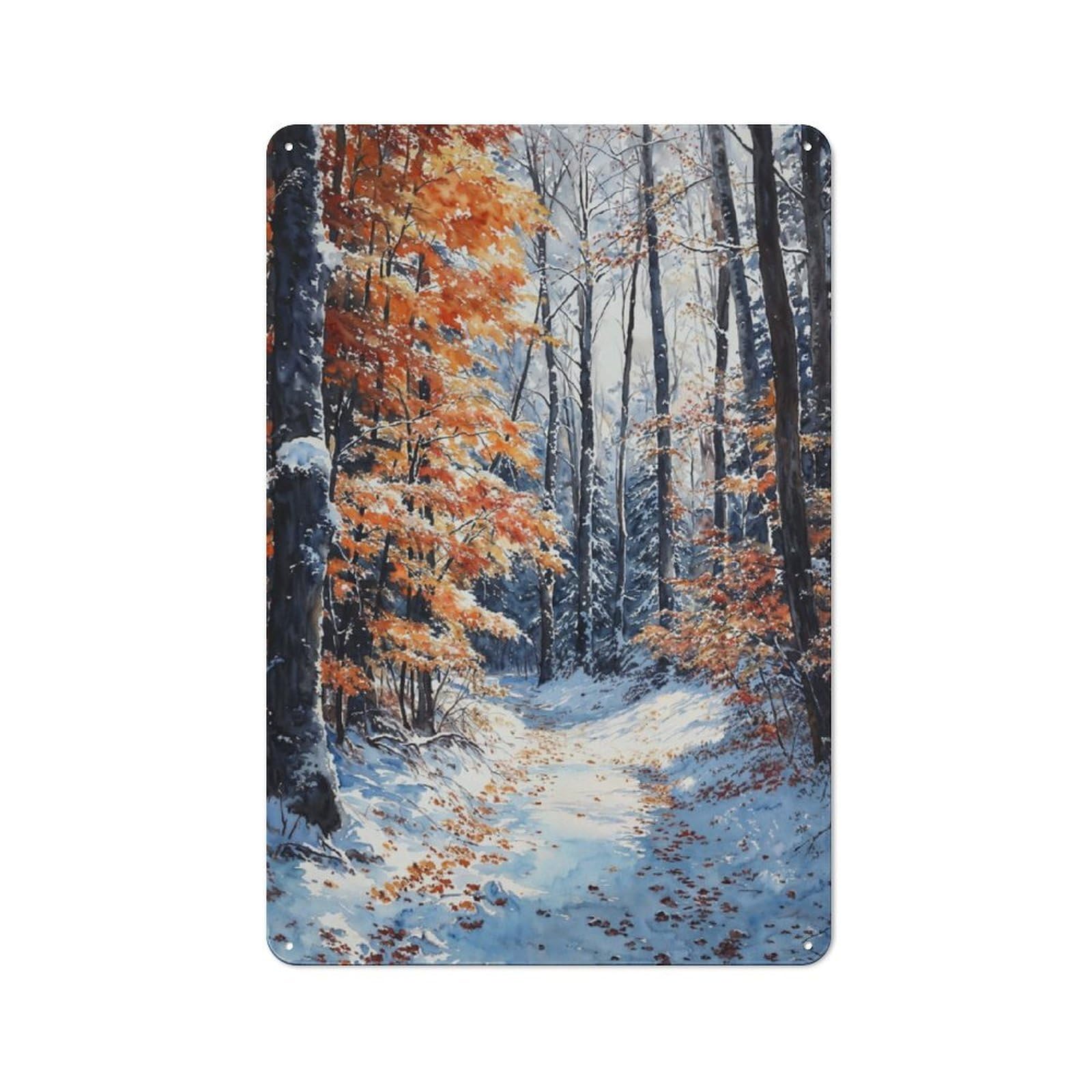 Junmoney Winters Path Vintage Tin Sign 30X20cm For Lounge Or Reading Corner, For Home Interiors, Feature Walls And Decorative Displays