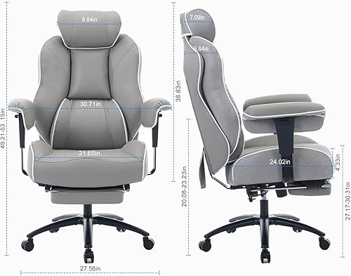 Miniatura 2 de DJWang Silla de oficina grande y alta con reposapiés, silla de oficina ejecutiva de respaldo alto, sillas ergonómicas con soporte lumbar, sillas