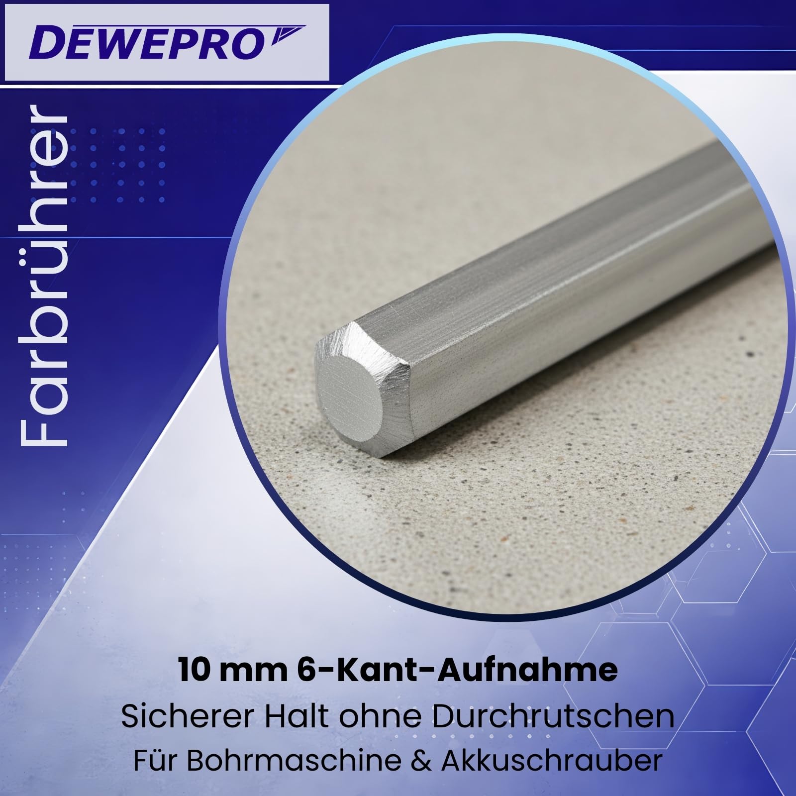 DEWEPRO® Set di 2 Fruste Miscelatrici Universali – Mescolatori con Asta in Acciaio Ø100 x 500 mm e Testa Dentellata in Poliammide – Miscelatori per Pitture, Malte e Adesivi a Grana Fine