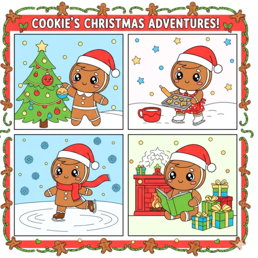 Cookie's Christmas Adventures!! A Coloring Book for All Ages: Heartwarming Christmas fun to color and share!