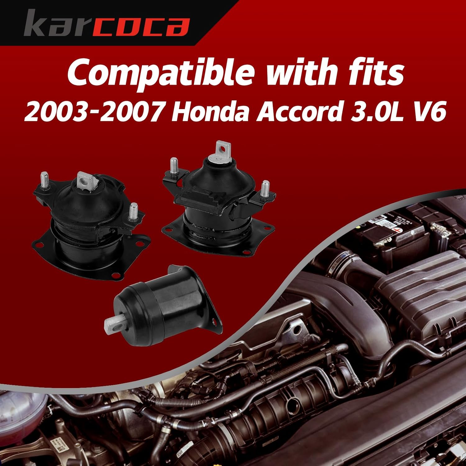Engine Motor Mount Front Right Rear Motor Mount Kit Compatible with 2003-2007 Honda Accord 3.0L V6/AUTO CVT Motor & Trans Mount Set A4517 A4527 A4526HY-3PCS