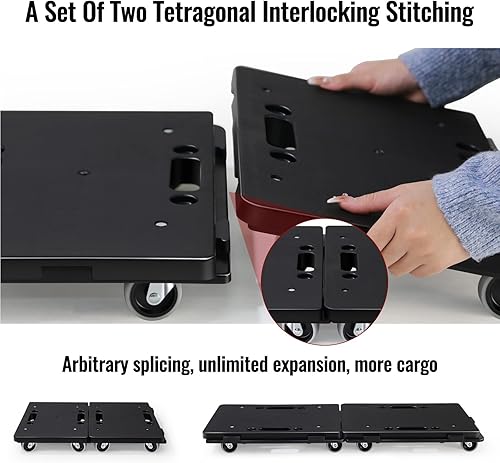 Miniatura 2 de Carrito para Muebles, Carrito de Transporte de 4 Ruedas Resistente, 16in-11in, Capacidad de 500lbs, Transportadores de Muebles con Ruedas, Carrito