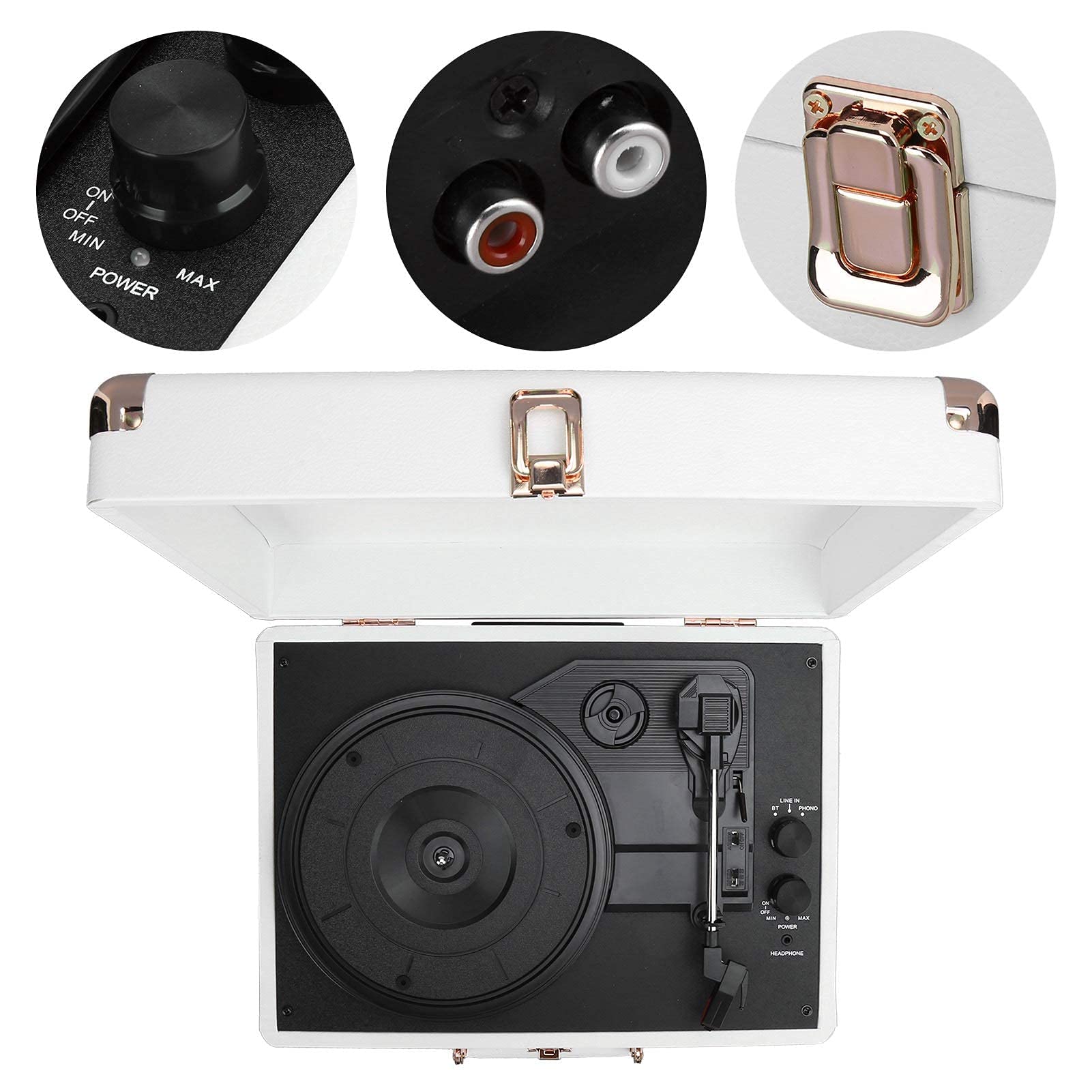 Giradischi in Vinile, Giradischi Portatile Vintage con Bluetooth, 33/45/78 Giri/min, 100/u2011, Supporto per Dischi in Vinile da 7/10/12 Pollici