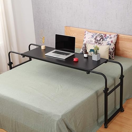 Miniatura 6 de Mesa sobre cama con ruedas, escritorio sobre la cama, escritorio para colocar sobre la cama, mesa de cama tamaño King, mesa para computadora Negro