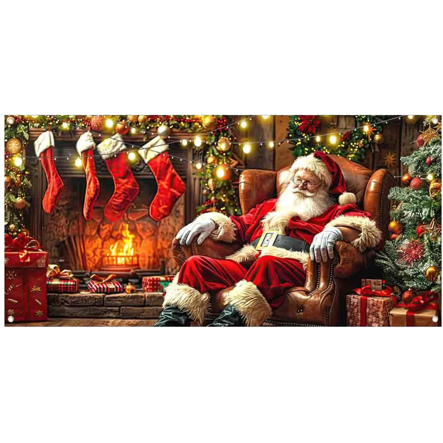 Couverture de porte de garage du Père Noël en textile premium format 8x7 ft - 8