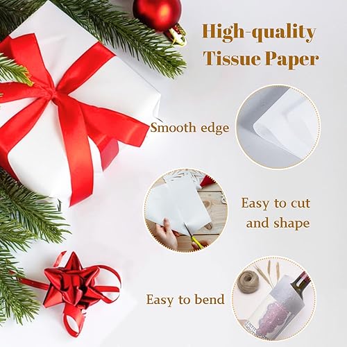 Miniatura 3 de Papel de seda blanco, 14 x 20 pulgadas, 100 hojas de papel de regalo para bolsas de regalo, manualidades, proyectos, boda, cumpleaños, aniversario,