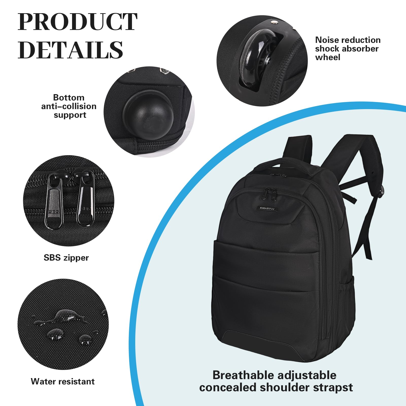 Hivexagon 32-Zoll-Rollrucksack, Rollrucksack, bequem, lässig, langlebig und mühelos zum Tragen von Laptops, Büchern und Dokumenten, versteckte Schultergurte, für Geschäftsreisen