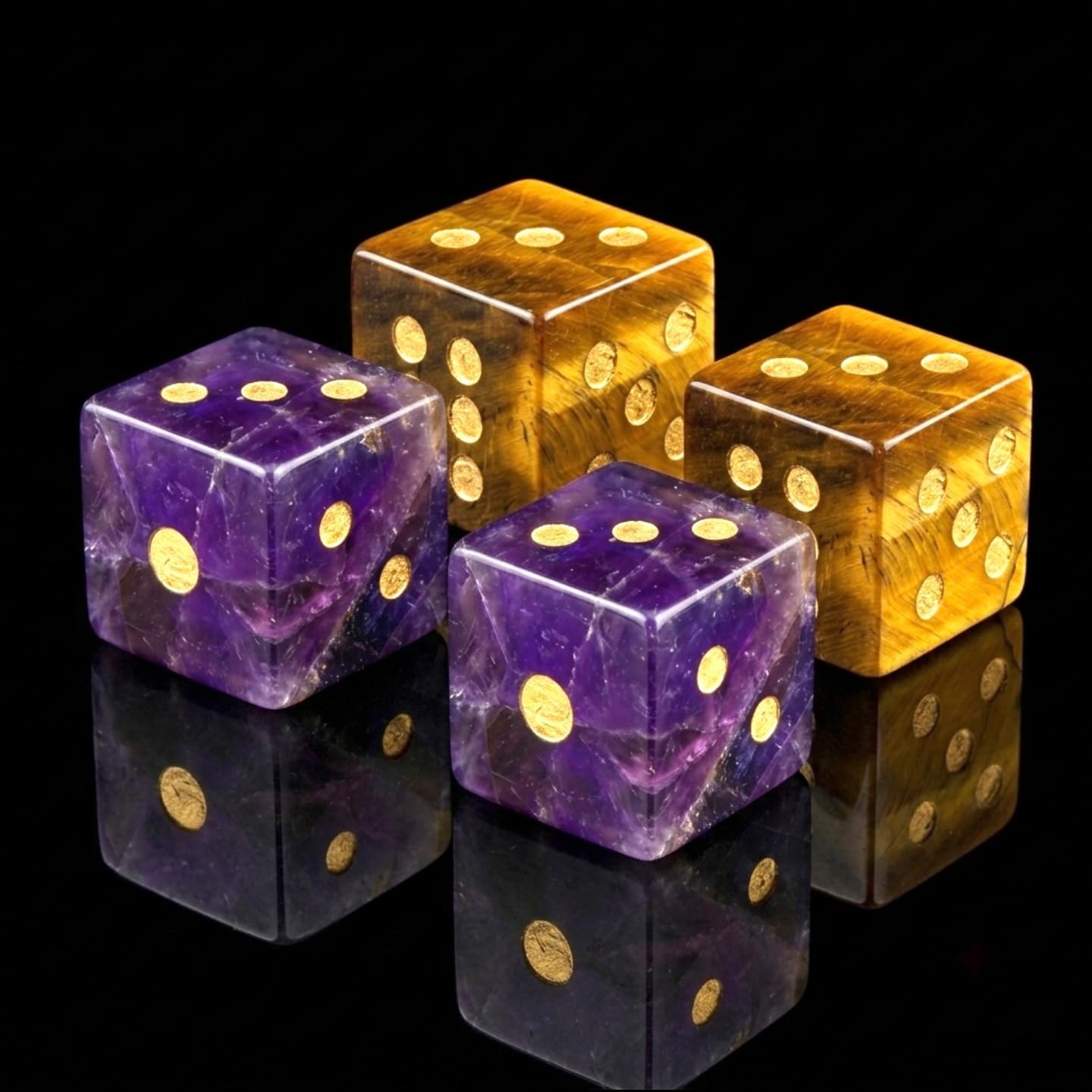 4PCS Natural Gemstone Dice, 16mm Crystal D6 Mahjong Dice Set Stone Dice for Games, Accessories, Tabletop Board Games, Casino Games, Craps, DIY Crafts, Spiritual Decor and Home Decor（opal+Clear Ouartz）