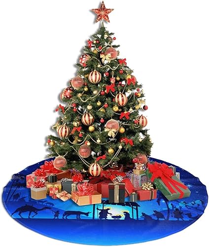 Miniatura 5 de Belén cristiano de 48 pulgadas, falda para árbol de Navidad, tapete para árbol de Navidad, fiesta de Navidad para decoración de Año Nuevo